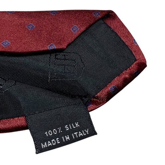 Hickey Freeman Collection Merlot Silk Geometric Necktie Made in Italy 58" x 4" - Picture 6 of 9